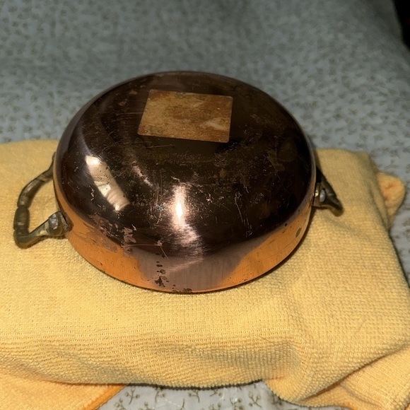 Copper Double Handled Pot w/5” diameter and silver colored lining (ALX) - Picture 4 of 7